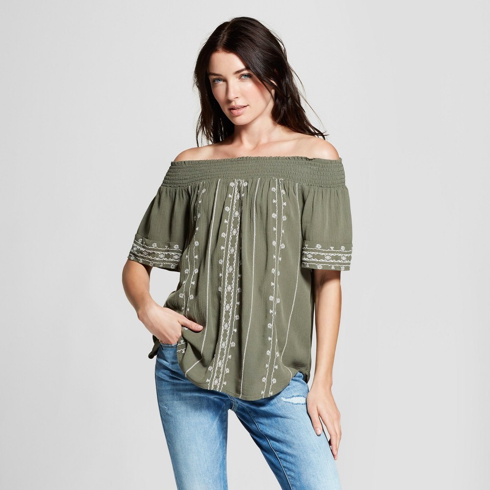 Knox Rose Short Sleeve Embroidered  Blouse